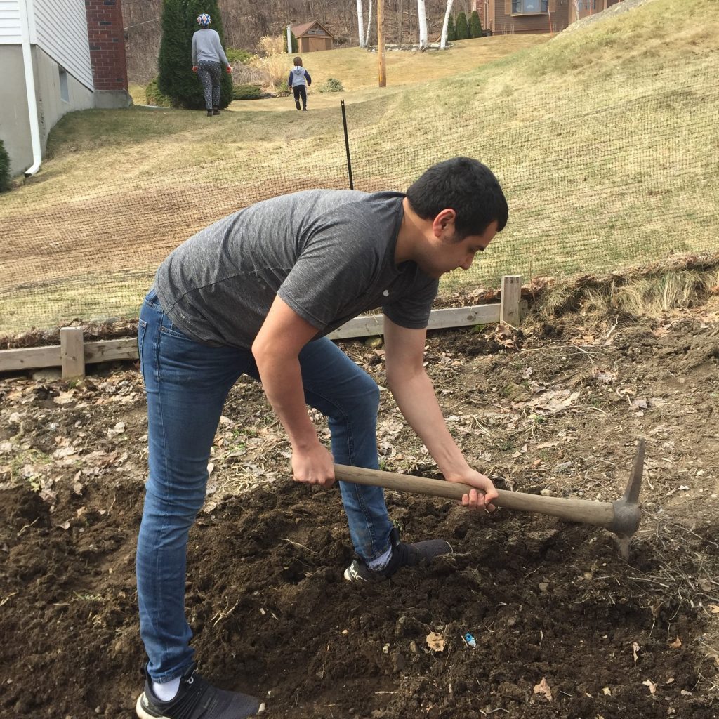 man digging garden
